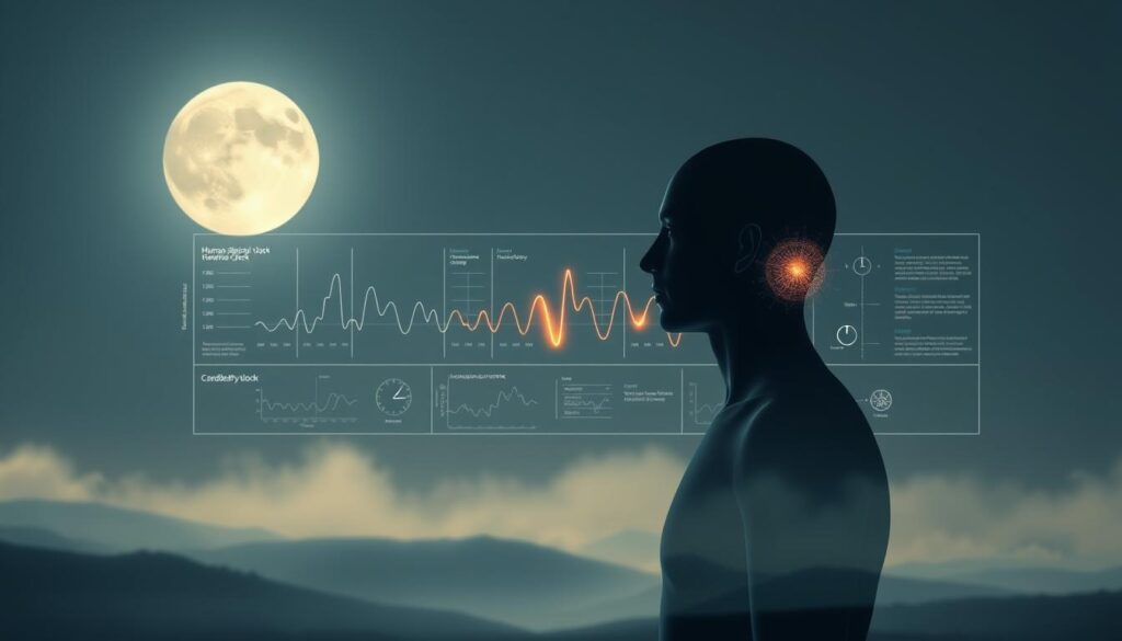 生理時鐘與光線關係示意圖